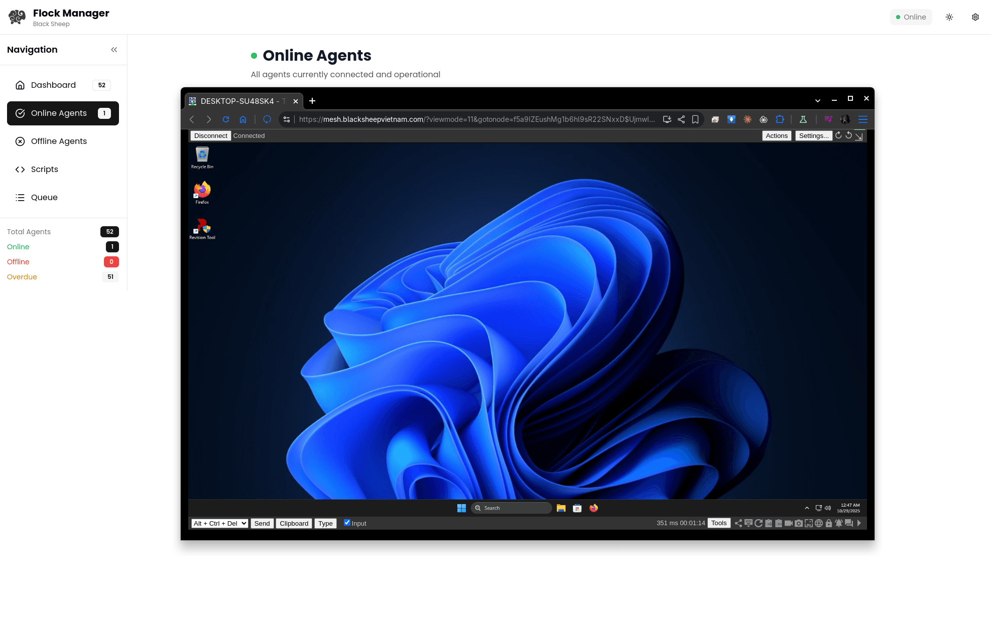 Flock Manager — live agent monitoring